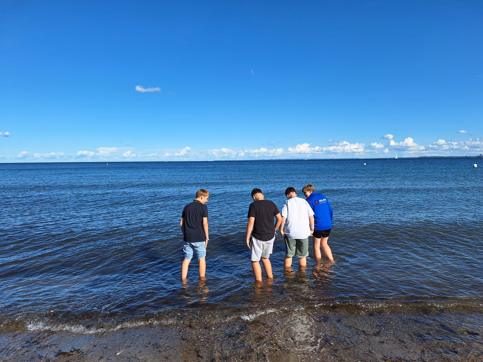 Kinder stehen im flachen Wasser der Ostsee